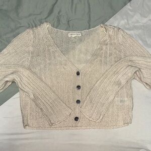 Aeropostale Beige Knit Crop Cardigan